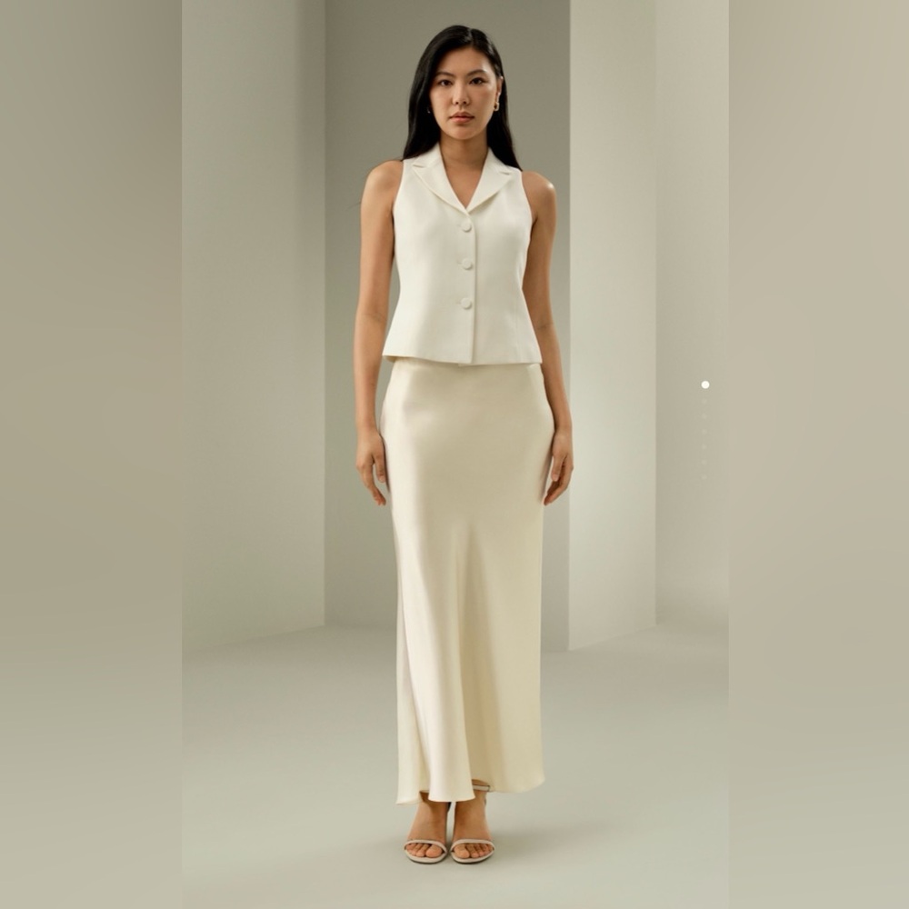 Lilysilk Silk Maxi Skirt With Flare Hem White Size US 6 - Picture 2 of 5